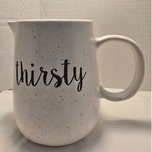 At Home Thirsty Ceramic Pitcher White Speckled Farmhouse Serving Jug 6.5 Inch /1